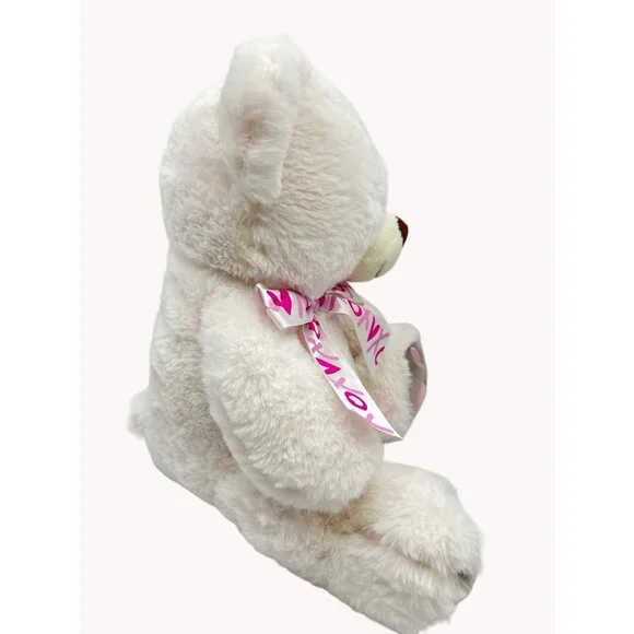 Dan Dee Collectors Choice Plush Teddy Bear 16  White Soft Pink Ribbons Hug Me - Picture 3 of 9